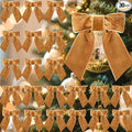 30 Pcs Velvet Ribbon Bows 5" x 4" Pre Tied Christmas Velvet Bows with Twist Tie for Gift Packaging Christmas Tree Wreaths Door Windows Wedding Party Decoration (Golden Brown)