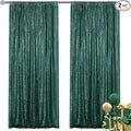 Dark Green Sequin Backdrop Curtain 2 Pieces 2FTx8FT Glitter Photography Backdrop for Party Wedding Birthday Christmas Decorations