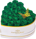 Eterfield 27 Forever Flowers in Heart Shape Box, Preserved Roses That Last a Year Preserved Flowers Birthday Gifts for Her Mom Women Wife Anniversary Valentines Day Mothers Day Christmas, Green