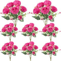 8 Pack Hot Pink Peonies Artificial Flowers, Fake Silk Hydrangea Bouquet for Bridal Wedding Home Table Decor Reusable Dining Opening Ceremony Birthday Arrangement Faux Floral
