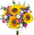 Sunflowers Artificial Flowers Bouquet, Fall Flowers Artificial for Decoration, Silk Flower Arrangements, Fake Sunflowers for Wedding Floral Arrangement Farmhouse Decor Cemetery Flowers -Yellow