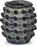 Rustic Farmhouse Vase, Boho Smoky Black Vase for Pampas Grass Small Textured Knotted Vases for Flowers Decorative Cement Floral Vases for Home Decor, Living Room, Dining Table