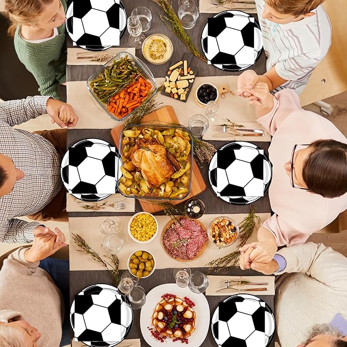40 Pcs Soccer Plates and Napkins Party Supplies, Soccer Birthday Party Decorations Disposable Paper Plates and Napkins Tableware Set for Sports Theme Birthday Party Baby Shower Serves 20