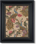 WHASAYART Vintage 3D Textured Framed Wall Art, Peacock Vine with Poppies Floral Print, Large Bird Sandstone Panel Print 16x20 inch Artwork, Rustic Retro Bedroom Living Room Home Office Decor