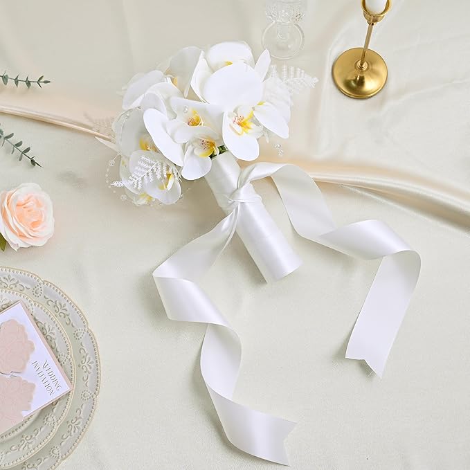 Double Face Satin Ribbon 2 inch X 25 Yards Polyester White Ribbon for Gift Wrapping Very Suitable for Weddings Party Hair Bow Invitation Decorations and More