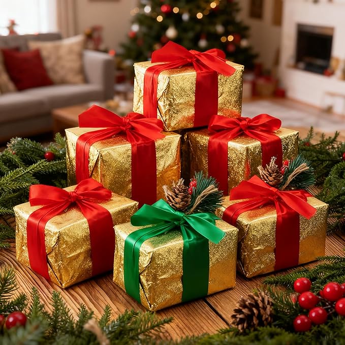 Iceyyyy 10 Yard Christmas Plant Pot Floral Foil, Matte Texture Floral Foil Plant Pot Covers, Golden Florals Foils Wrapping Paper for Home Garden Pots Vases DIY Decoration