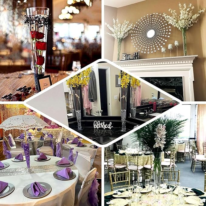 Efavormart 12pcs/Set 20" Tall Trumpet Heavy Duty Glass Centerpiece Vase for Wedding Party Banquet Events Centerpiece Decoration