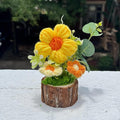 Handmade Crochet Puff Flowers Bouquet Creative Knitted Potted Plant Cute Home Desktop Decorations and Gifts for Friends, Lovers, Classmates