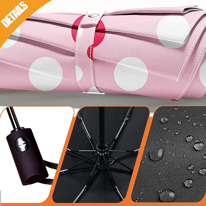 Small Compact Travel Automatic Folding Umbrella for Women, Portable Lightweight, Rain, Wind, UV Sun Shade