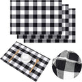 Aneco 4 Pack Buffalo Plaid Placemats Checkered Place Mats Double Layer Placemats 13 x 19 Inches Decorative Kitchen Cotton Table Placemats, Black and White