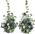 Ling's moment 41" Tall Free Standing Artificial Flowers Arrangements 2 pcs Wedding Arch Altar Stage Decorations Dusty Blue Navy for Ceremony Reception Silk Rose Fake Floral Party Outdoor Beach Decor