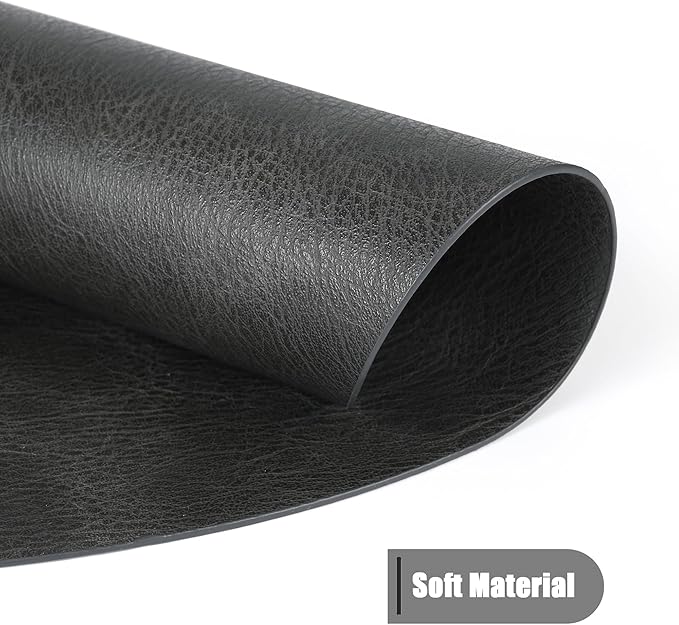 UnivoColors PU Leather Placemats Set of 8,15 Inches Round Washed Cowhide Pattern Table Mats for Dining Table, Kitchen, Party Decoration(Retro Black)