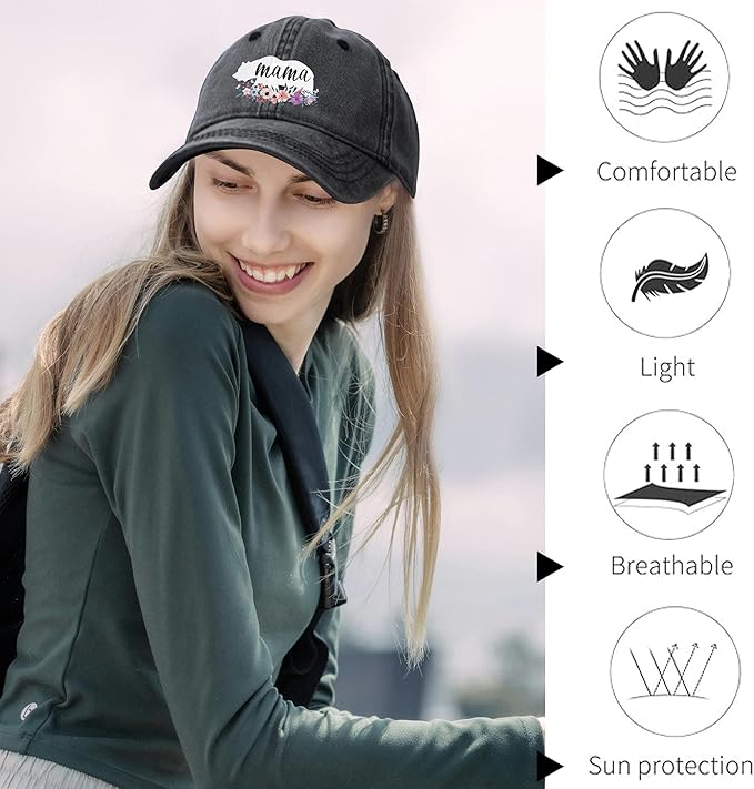 Negi Retro Baseball Cap Denim Hat for Women Female Washed Distressed Adjustable Dad Hats Unconstructed Cotton