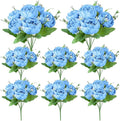 8 Pack Blue Peonies Artificial Flowers, Fake Silk Hydrangea Bouquet for Bridal Wedding Home Table Decor Reusable Dining Opening Ceremony Birthday Arrangement Faux Floral