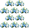 NUPTIO Flower Centerpieces for Wedding Tables: 10 Pcs Blue & White Artificial Flower Ball Arrangement for Weddings Party - Fake Floral Rose for Birthday Bridal Shower Decorations