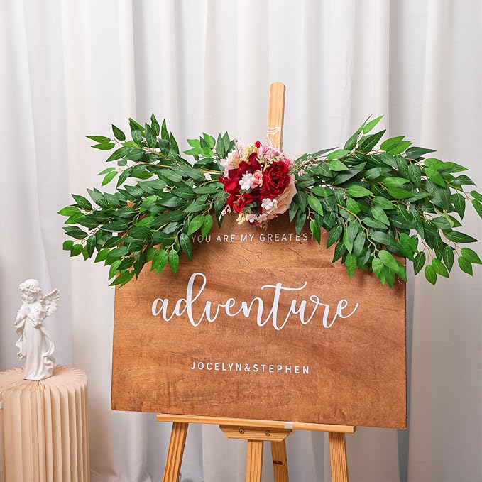 CEWOR 24pcs Italian Ruscus Greenery Stems, 27.6in Artificial Green Leaf Garland Vines Hanging Spray for Wedding Arch Bouquet Filler Table Centerpieces Home Decor