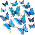 SAOROPEB 3D Butterfly Wall Decor, 48 Pcs Double Layer Butterfly Decorations for Party Decorations Locker Decor Refrigerator Decal, Reusable (Blue)