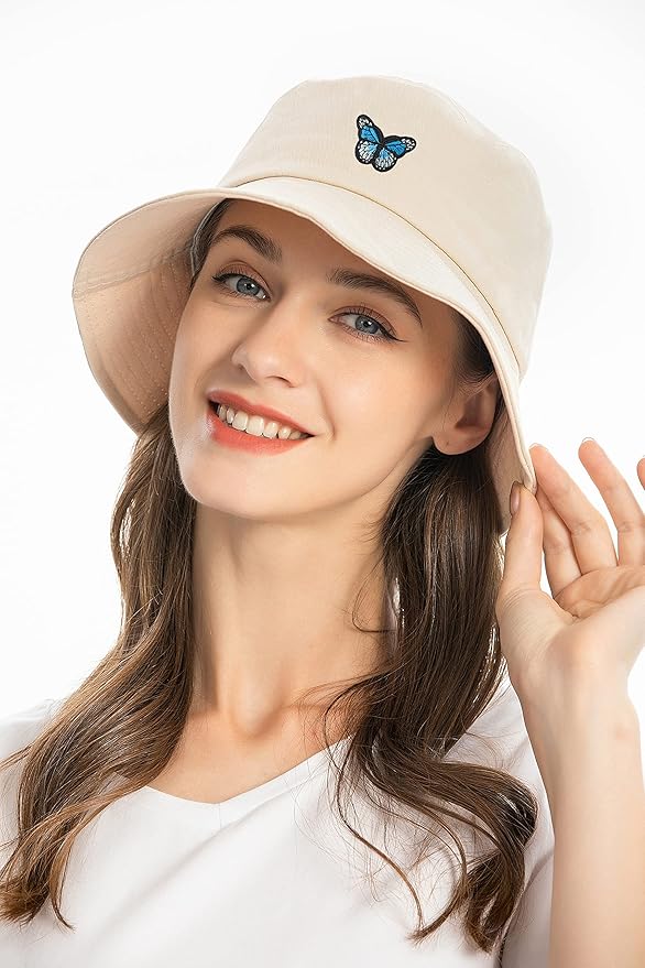 ZLYC Unisex Fashion Embroidered Bucket Hat Summer Fisherman Cap for Men Women