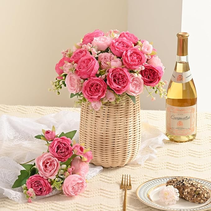 MARTINE MALL 12 Packs Peonies Artificial Flowers, Mixed Pink Artificial Peonies, Silk Peonies Flowers Fake Peonies Artificial Flowers Peonies Bouquet for Centerpiece Table Wedding Party Home Decor