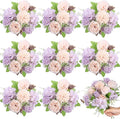 Lyrow 8 Pcs Peony Artificial Flowers Fake Silk Hydrangea Bouquet Elegant Peony Flowers for Wedding Decoration Faux Realistic Floral for Home Party Table Centerpieces Arrangement (Pink,Purple)