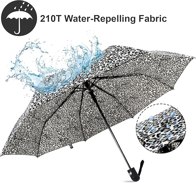 Nollia Windproof Automatic Travel Umbrella, Compact Portable with Reinforced Ribs for Sun & Rain