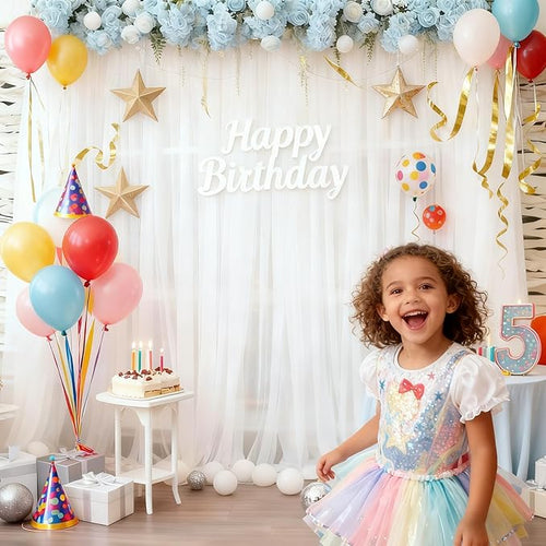 10ft X 10ft White Tulle Backdrop Curtain for Parites, Sheer Backdrop Curtains Fabric Drapes for Wedding Ceremony Arch Party Stage Decorations