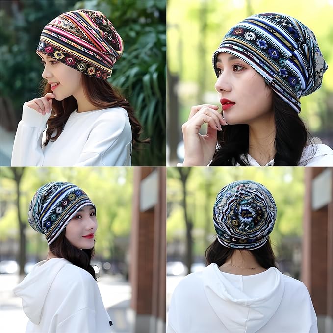 Women's Slouchy Beanie Hat Chemo Caps Cancer Headwear Hats Turban Baggy Sleeping Cap Boho Hats
