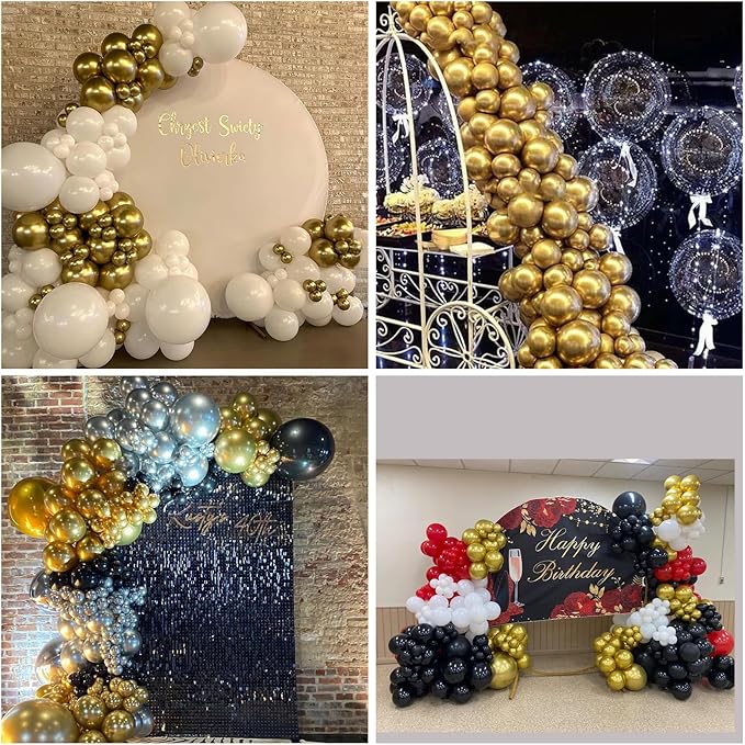 Togvu Metallic Gold Balloons Different Size, 123 Packs Gold Balloons Arch Kit, Pack of 18 12 10 5 Inch Chrome Gold Balloons Garland for Birthday Party Graduation Wedding Holiday Balloon Decoration