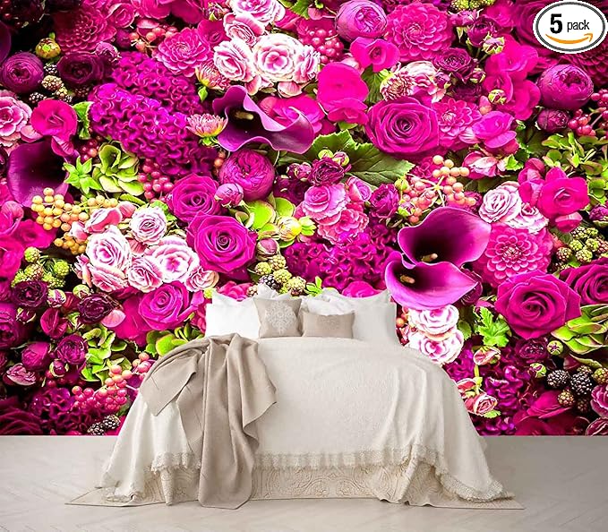 Rose Wall Mural Floral Photo Wallpaper Murals for Wall Decor for Living Room（Not Peel and Stick）