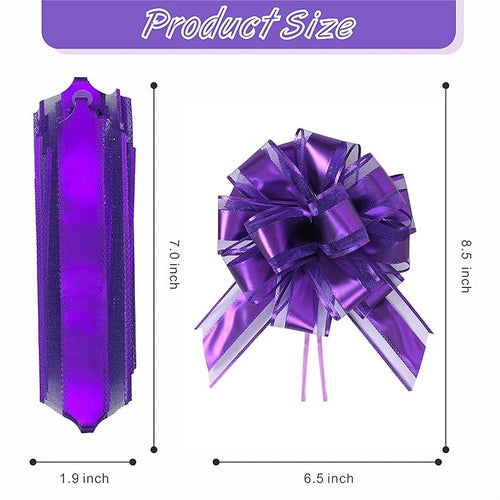 10-Pack Amethyst Color Pull Bows for Gift Wrapping - 6 Inch Reusable Ribbon Bows, Large Instant Floral Decor Bows for Wedding, Christmas, Birthday Decor, Gift Basket & Party Decorations