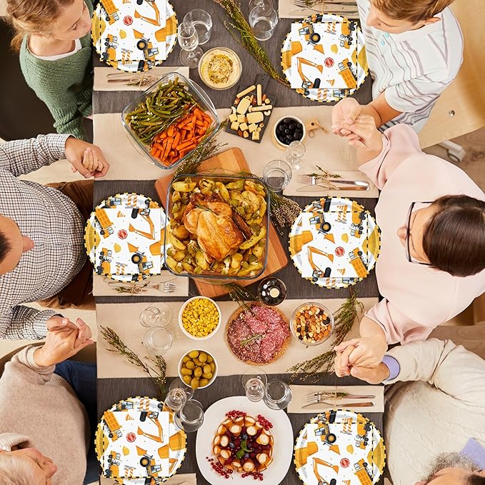 40 Pcs Construction Plates and Napkins Party Supplies, Construction Birthday Party Decorations Disposable Paper Plates and Napkins Tableware Set for Kids Boys Birthday Party Serves 20