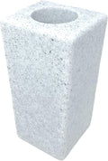 OPTIMUM Square Memorial Cemetery Flower Vase - Plastic (White Granite) with Metal Ground Spike, Grave Marker, Decorations for Gravesite, Headstone Flowers Holder, Garden Lawn & Yard