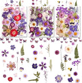 140 PCS Purple Real Pressed Dried Flowers and Leaves with Butterfly Stickers & Tweezers – Natural Dried Flowers for Resin, Candle, Jewelry, Scrapbooking & DIY Crafts (Purple 140)