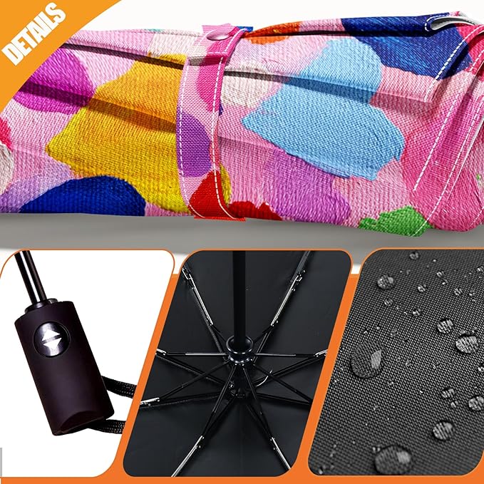 Small Compact Travel Automatic Folding Umbrella for Women, Portable Lightweight, Rain, Wind, UV Sun Shade