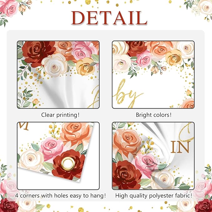 Avezano Baby in Bloom Backdrop for Girl Blush Floral Baby Shower Party Decorations Banner Sweet Girl Baby in Bloom Photography Background Photo Shoot Props