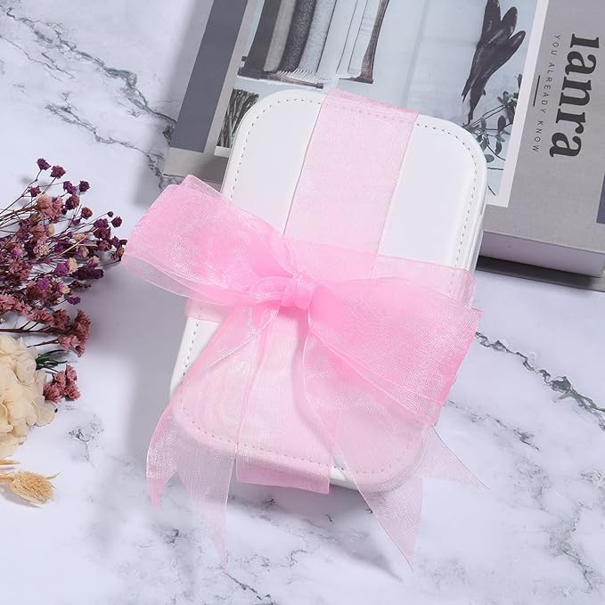 1.5 inch Sheer Organza Ribbon Pink Chiffon Ribbon for Gift Wrapping Christmas Halloween Decoration Wedding Bouquet Crafts 50 Yards