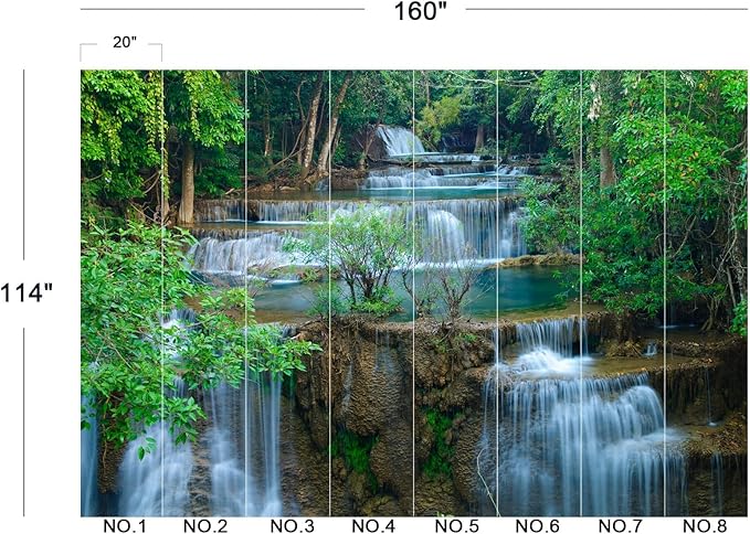 Cliouar-Kanchanaburi Waterfall Mural Wallpaper Peel and Stick 160" x 114"