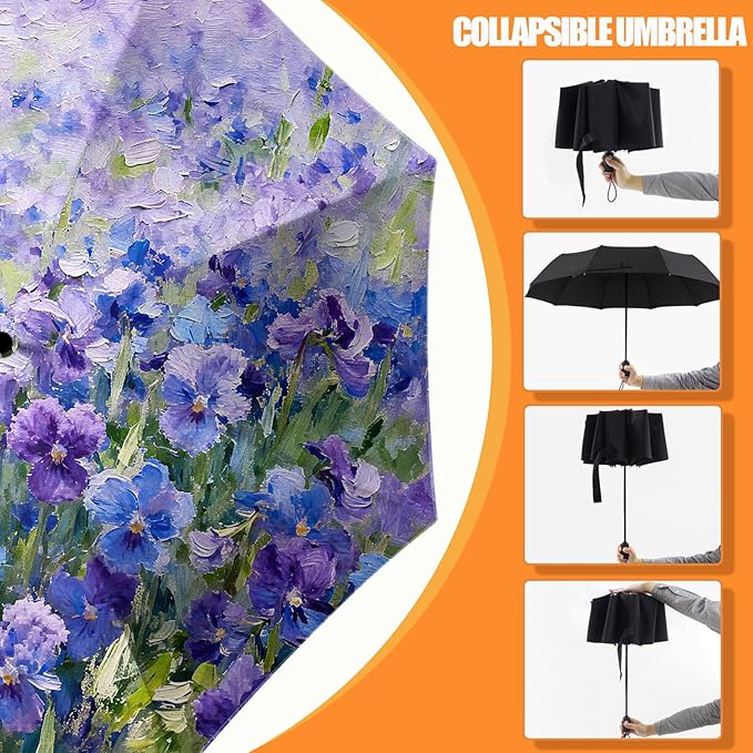 Small Compact Travel Automatic Folding Umbrella for Women, Portable Lightweight, Rain, Wind, UV Sun Shade