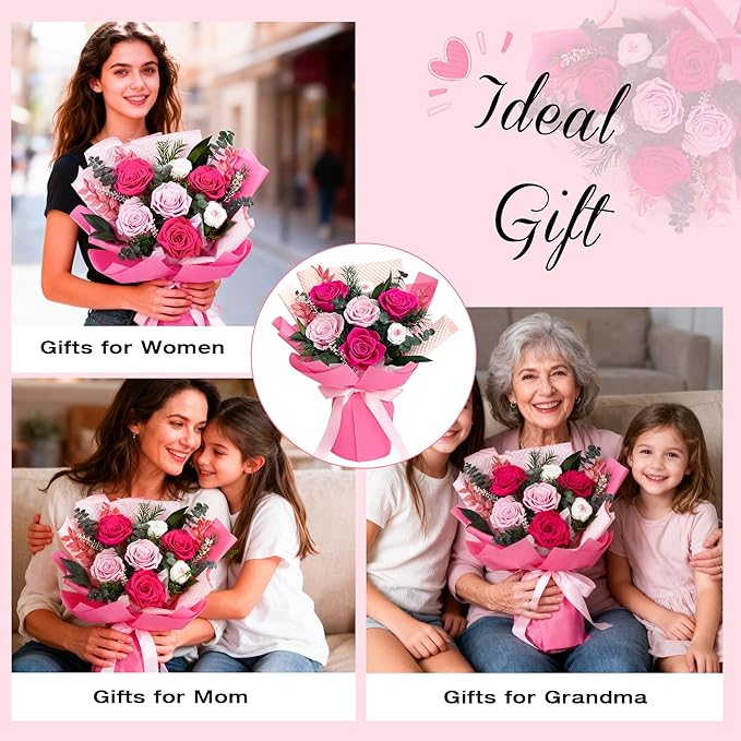 Vrioca Flowers for Delivery, Preserved Flowers Bouquets, Birthday Gifts for Women Mom
