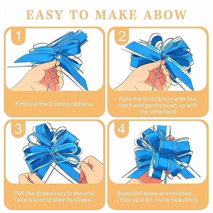 10-Pack Turquoise Blue Pull Bows for Gift Wrapping - 6 Inch Reusable Ribbon Bows, Large Instant Floral Decor Bows for Wedding, Christmas, Birthday Decor, Gift Basket & Party Decorations