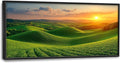 Framed Large Pictures Wall Art for Living Room, Sunset Nature Scenery Oversized Wall Decor Green Hills Landscape Canvas Print Painting Extra Large Framed Artwork for Bedroom Office 60"x30"
