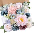 AGIRL Artificial Flowers Combo Silk Pink Roses Fake Flower with Stems for DIY Wedding Bouquets Centerpieces Arrangements Table Chair Decor Baby Shower Home Decor (Blue Pink)