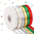 6 Rolls Snowflake Wrapping Ribbon 3/8 Inch x 150 Yards Glitter Fabric Holiday Festival Satin Ribbons for Wrapping Decoration Floral Bows Craft(Snowflake)
