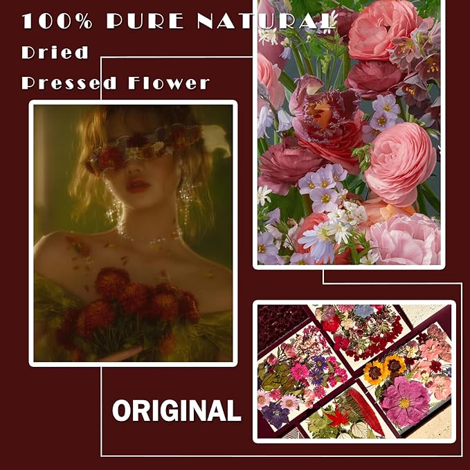 85Pcs Dried Pressed Flowers for Resin Molds, Real Natural Bulk Dry Floral Leave for DIY Art Crafts, Epoxy Jewelry, Candle, Soap Making, Nails Decors Gifts