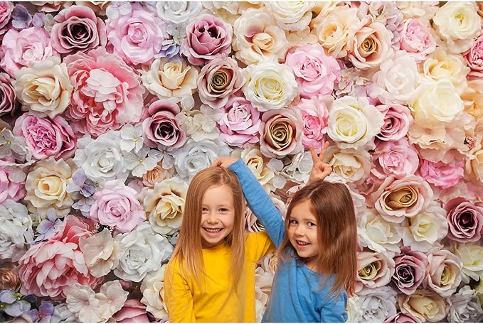 Roses Flowers Backdrop Valentines Day Pink Red Rose Photography Background Various Floral Roses Backdrop Decors for Birthday Wedding Baby Shower Anniversary Children Adults Studio Backgrounds 20x10ft