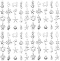 WOCRAFT 60pcs Bright Silver Ocean Bracelet Charms for Jewelry Making Sets DIY Necklace Bracelet Keychain Crafting Charms Kit Craft Supplies (SN885)