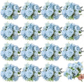 Lyrow 16 Pcs Peony Artificial Flowers Fake Silk Hydrangea Bouquet Elegant Peony Flowers for Wedding Decoration Faux Realistic Floral for Home Party Table Centerpieces Arrangement (Blue)
