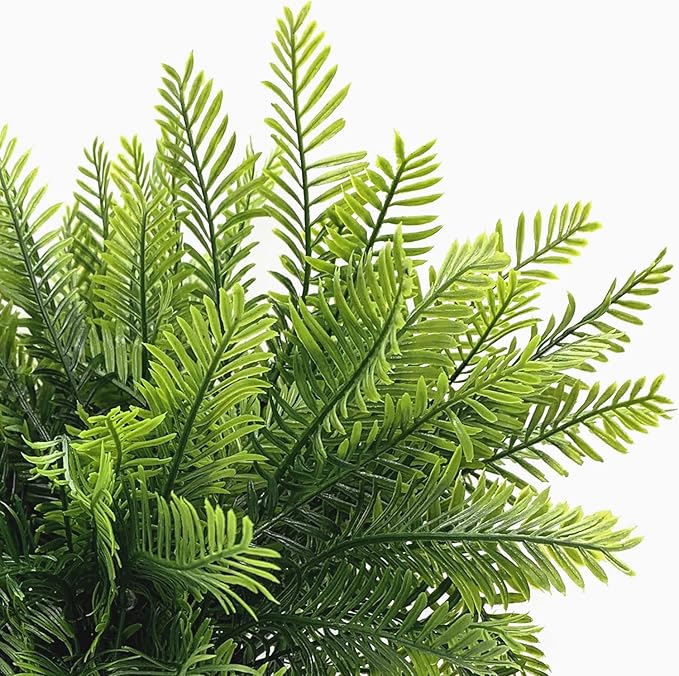 PASYOU Artificial Boston Fern Plants, Greenery Leaves Bamboo UV Resistant Fake Plastic Plant for Outdoors Indoor Hanging Planter Front Porch Garden Farmhouse Decoration 8 Pack