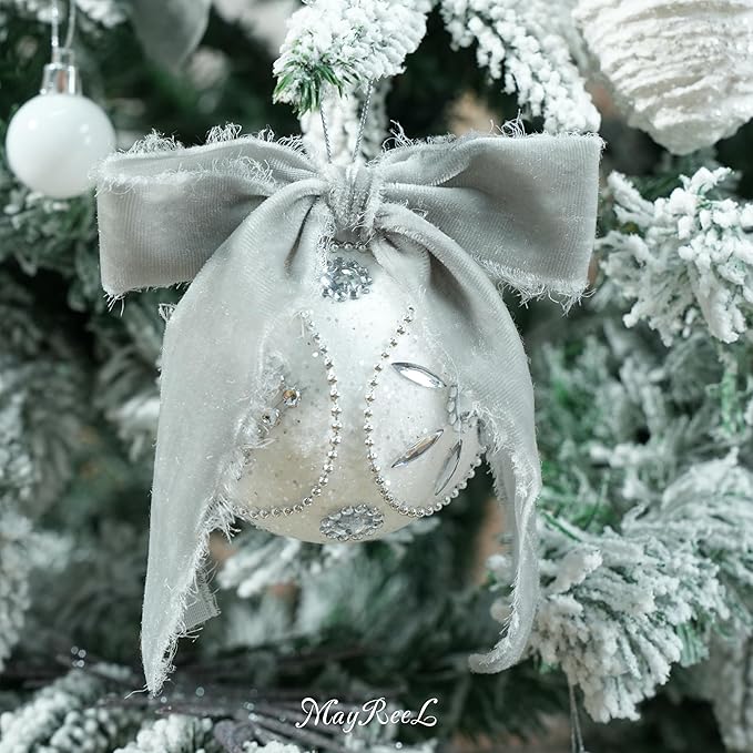 MAYREEL 2 Inch Silver Velvet Ribbon Hand Torn Light Gray Silk Frayed Edge for Bridal Bouquets Invitations Wedding Vow Books Gift Baskets Hair Bows 3 Yards