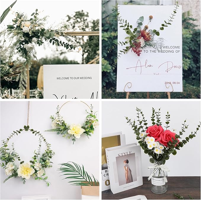 50pcs Eucalyptus Leaf Stem Simulated Green Plants, Wedding Home Office Center Flower Decoration, DIY Vase Flower Arrangement (Eucalyptus Leaf stem)
